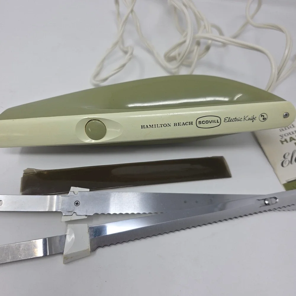 Hamilton Beach Electric Knife 275-2 Avocado Green Vintage MCM Scovill USA Made